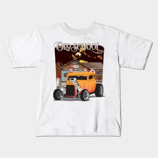 Orange 1932 Chevy 5 Window Coupe Hot Rod Old School Print Kids T-Shirt